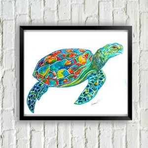 8" x 10" Sea Turtle Art Print Signed by Artist